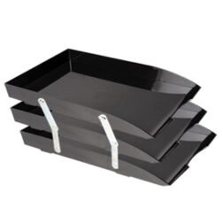 Bandeja de escritorio 3 pisos Liggo, tamaño oficio, color negro