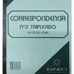 Libro de Correspondencia Triplicado Nº 2 Igneo 17 x 22 cm (50 juegos)