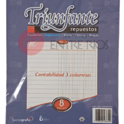 Repuesto Triunfante Contabilidad 3 Columnas N°3 19x24 cm x 8 Hojas